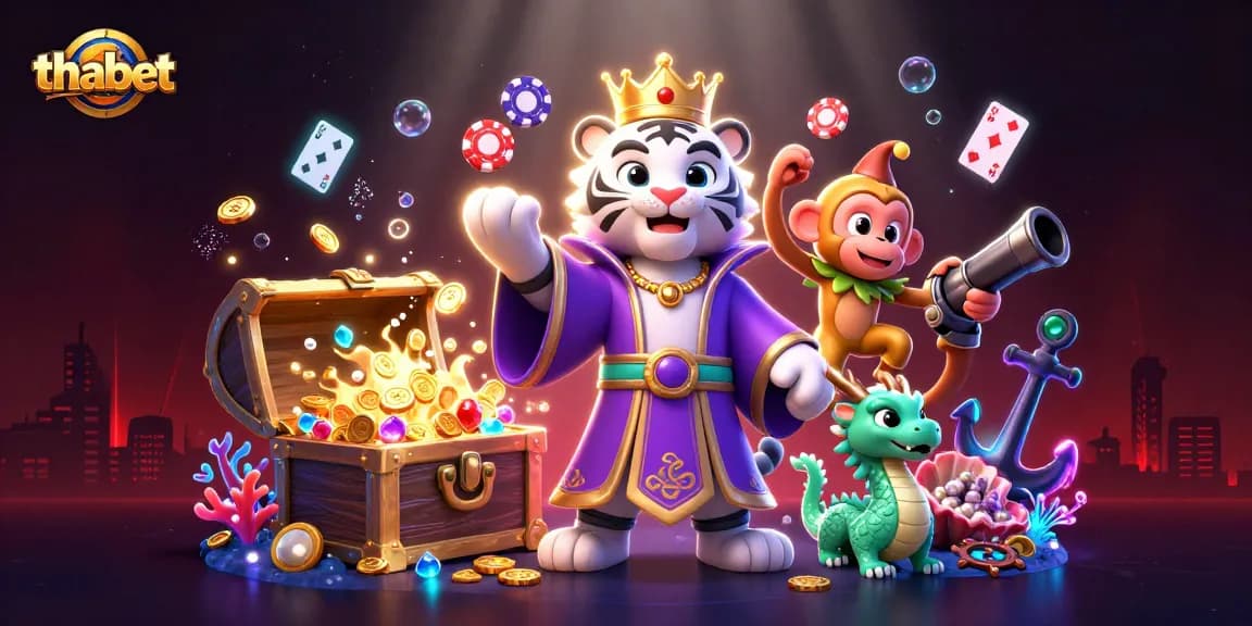 Engage in thrilling gaming with thabet's vibrant characters and rich casino features in an underwater treasure setting.