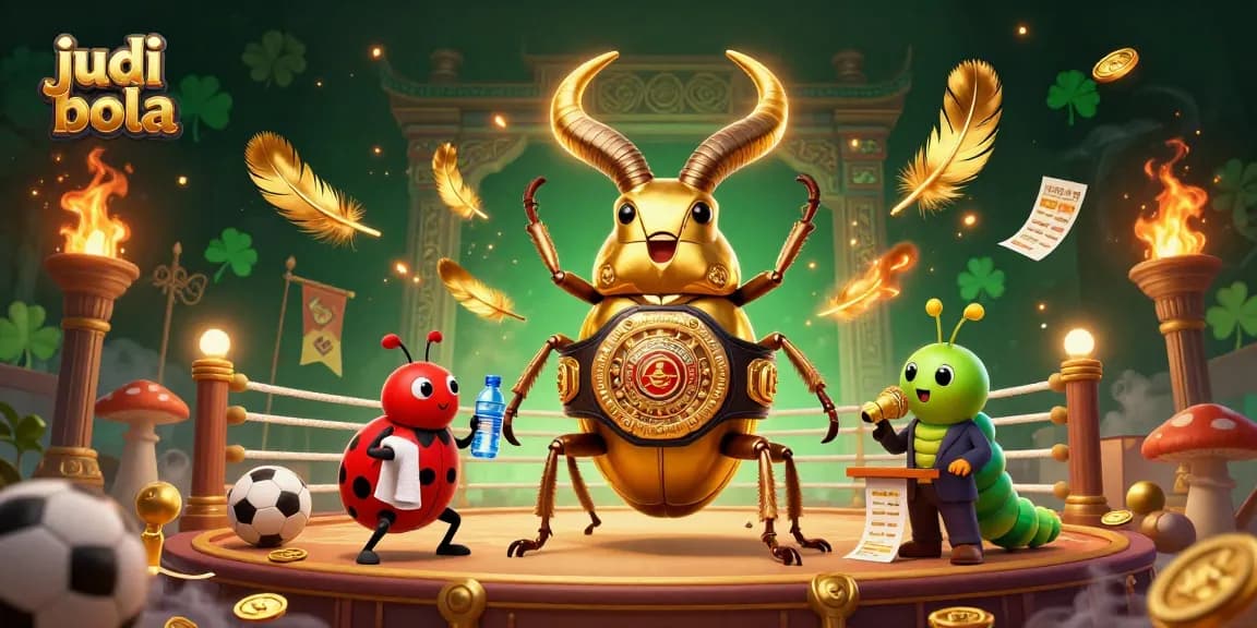 Engage in judi bola with top betting strategies under vibrant arena lights and golden elements.