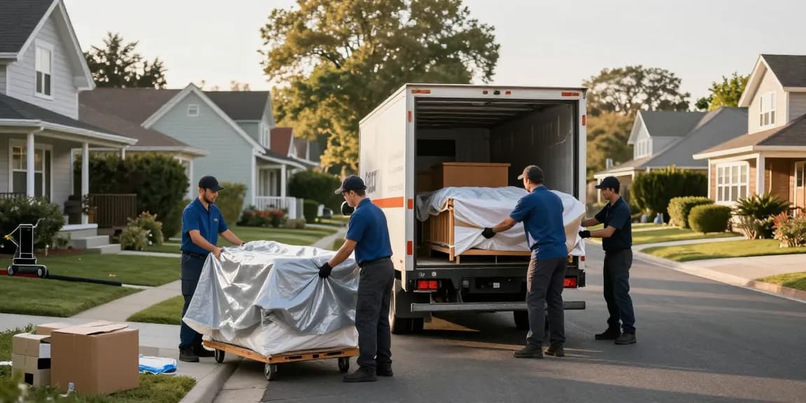 Umzugsunternehmen Schwetzingen: Professionelles Team beim sicheren Einladen von Möbeln in ein Umzugsfahrzeug.