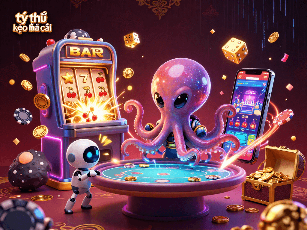 Engage in thrilling tỷ lệ kèo nhà cái action with a vibrant alien casino scene showcasing dynamic game elements.
