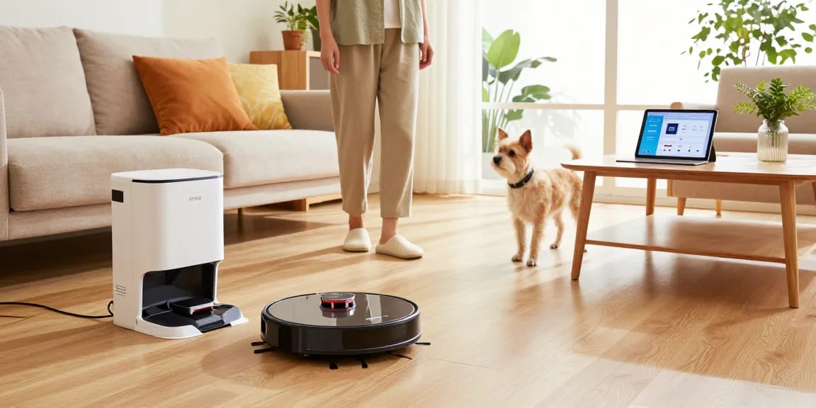 Best robot vacuum 2026 in a modern living room, showcasing smart home convenience.