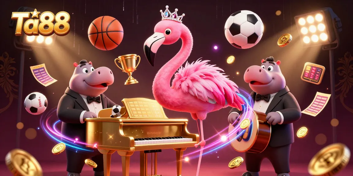 Join the fun at Ta88 with a vibrant casino scene featuring performers and exciting betting elements.