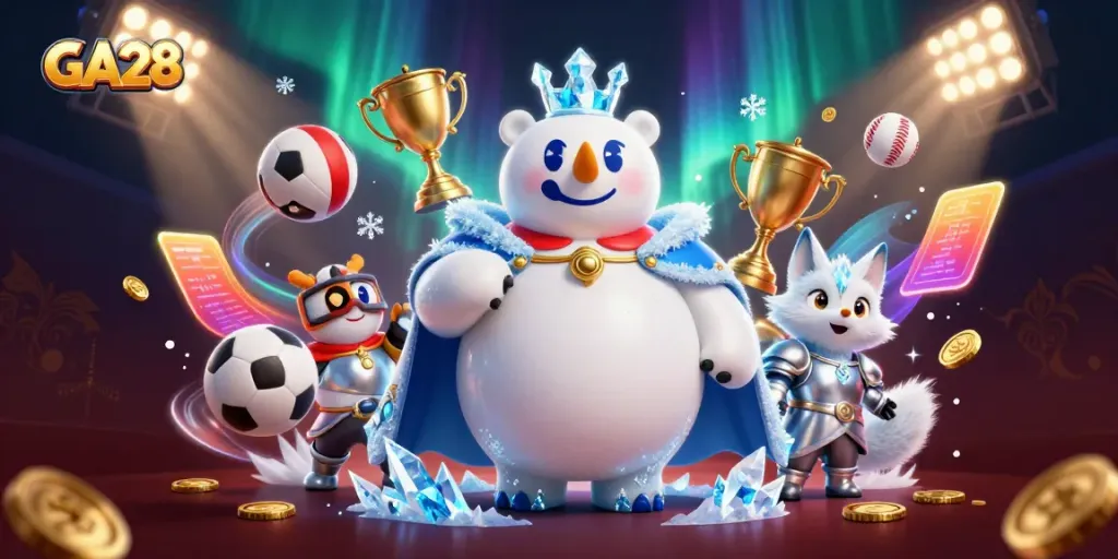 Engage with GA28's exciting online gaming world featuring vibrant characters and dynamic sports elements.