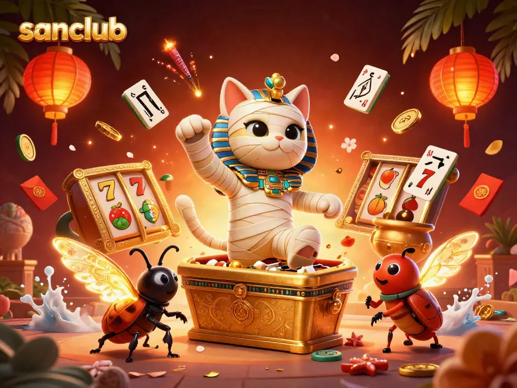 Engage with the thrilling world of sanclub casinos featuring cartoon mummy in a vibrant 3D illustration