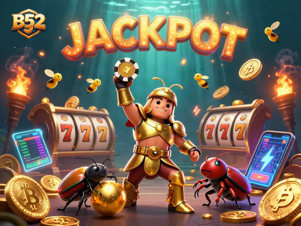 Engage with B52 through thrilling slot gameplay featuring vibrant characters and dynamic casino elements.