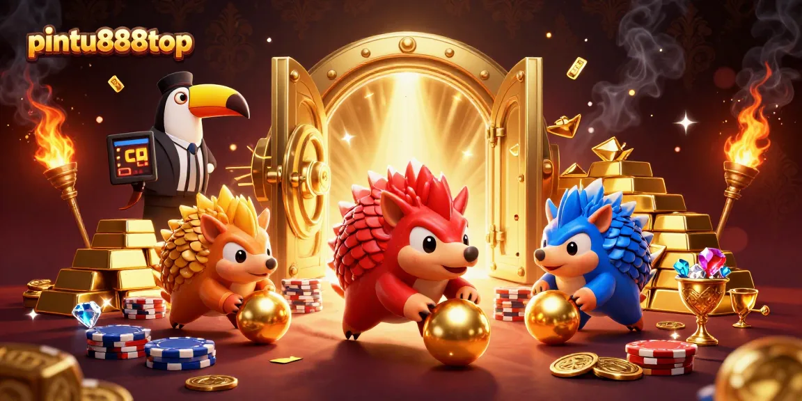 Engage in thrilling gameplay at pintu888top with rival pangolins in a dynamic casino scene.
