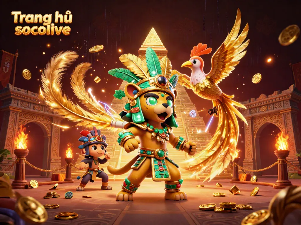 Experience the vibrant energy of Trang chủ socolive with a dynamic Mayan-themed cinematic illustration.