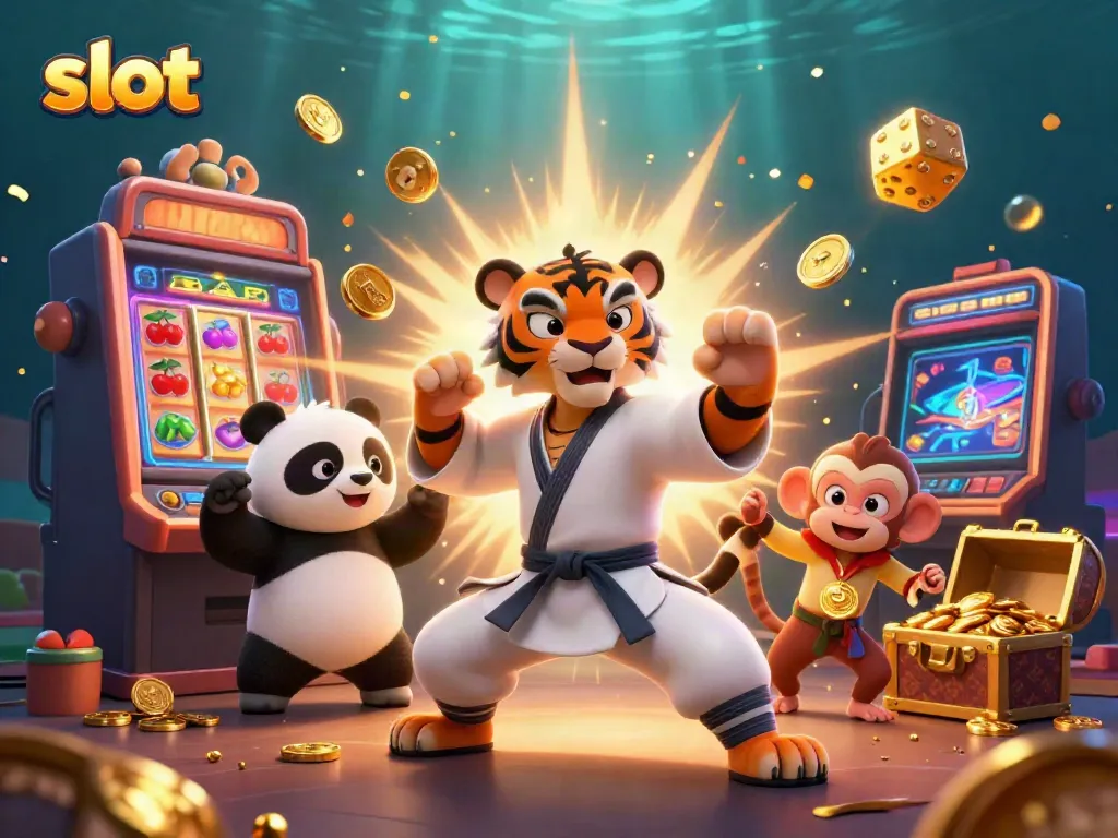 Experience thrilling slot action with playful characters and a jackpot explosion.