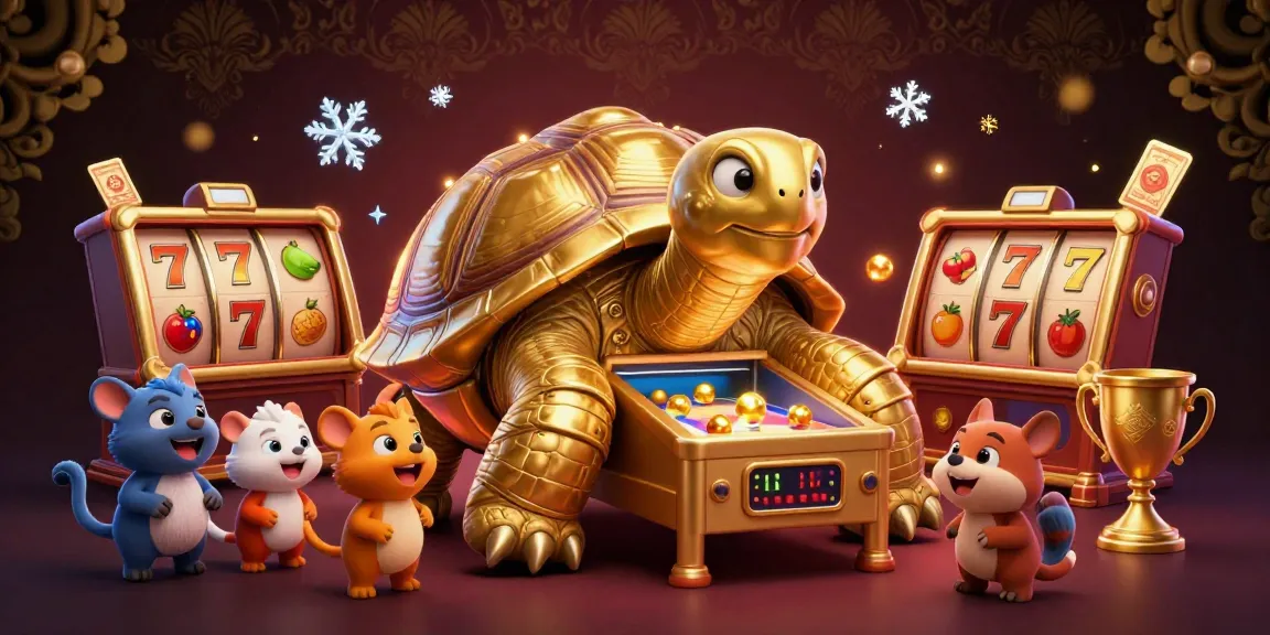 Engage with motchill's thrilling slot casino action featuring a golden tortoise pinball machine.