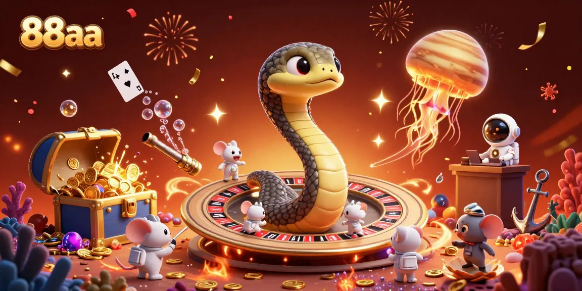 Bet on 88aa with mice astronauts as they spin the cosmic roulette in an exciting casino scene.