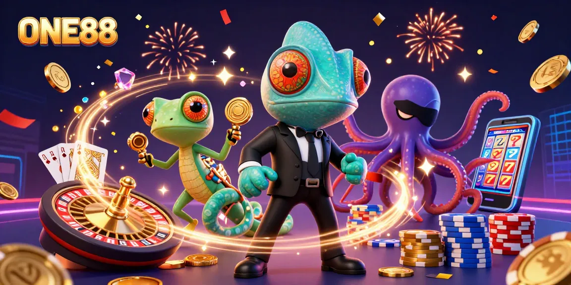 One88 showcases thrilling gaming action with vibrant characters and casino elements in a lively 3D scene.