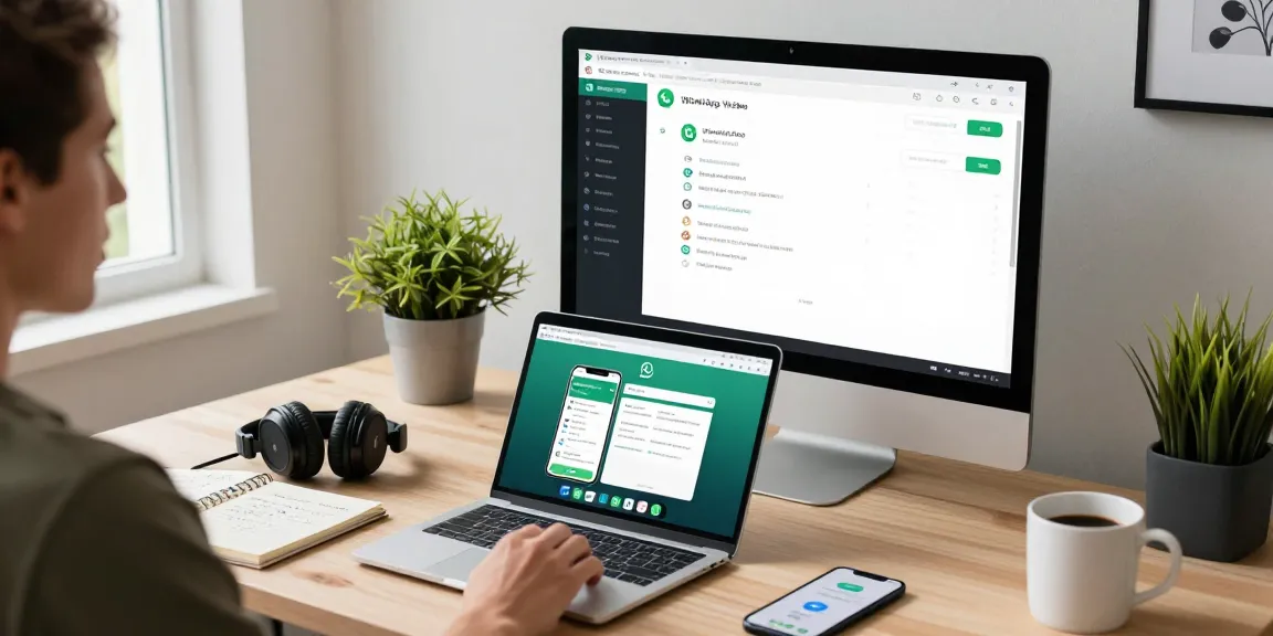 Seamless user experience with WhatsApp網頁版 showcased in a modern office space.