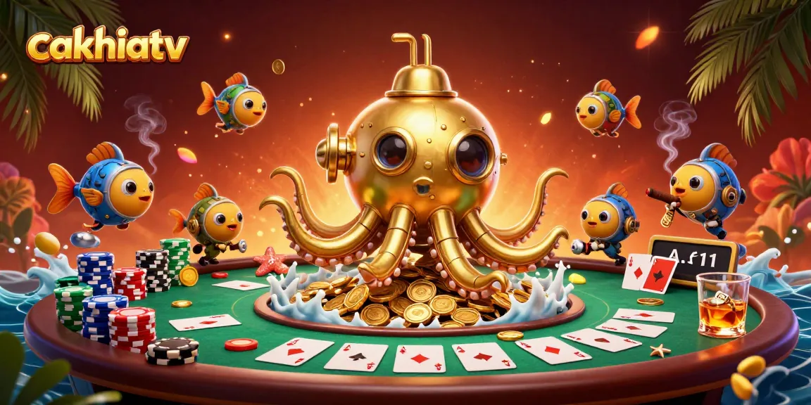 Experience thrilling gameplay with cakhiatv, featuring poker action and vibrant characters in a dynamic scene.