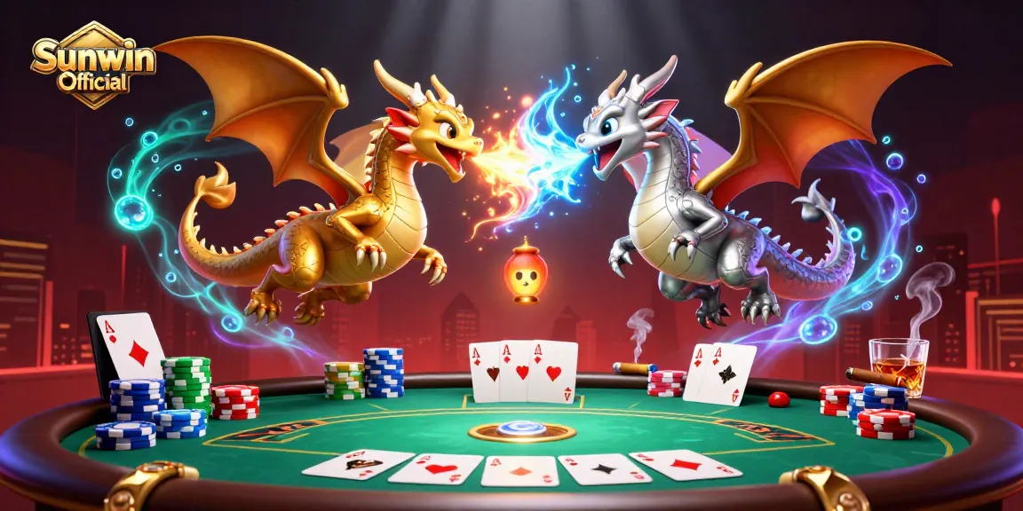 Engage with the thrilling excitement of Sunwin Official in this vibrant 3D casino scene featuring dragons.