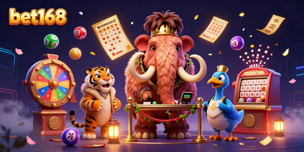 Experience the excitement of betting at bet168 with 3D characters in a lively casino scene.