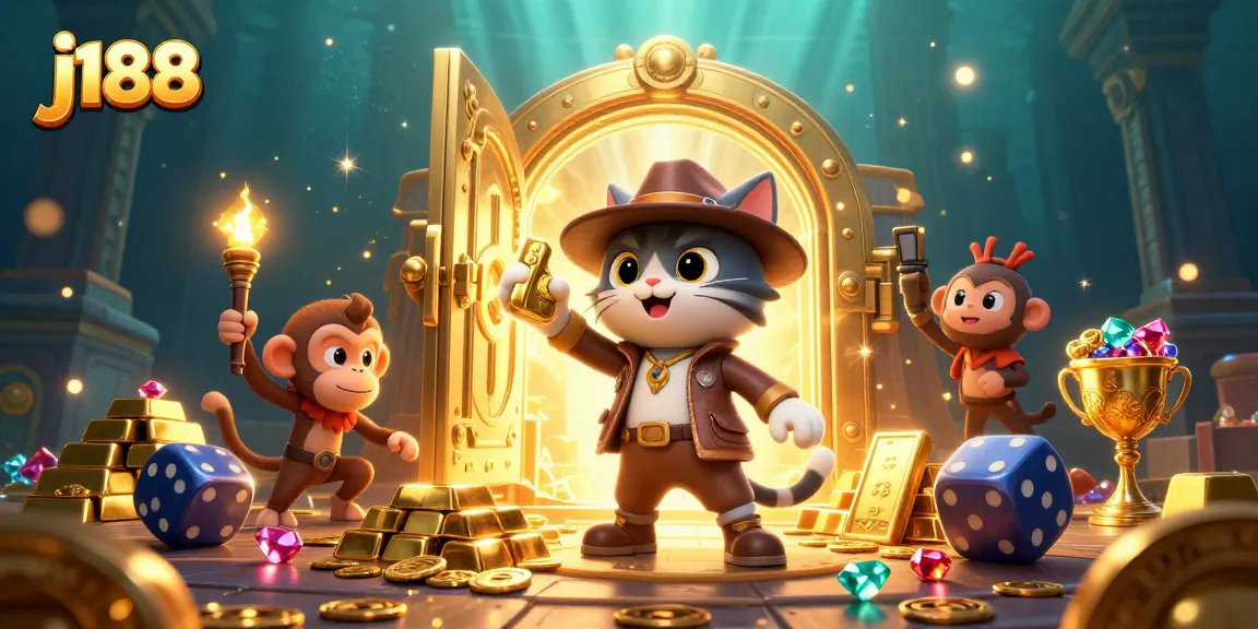 Experience the thrill of j188 as the cat explorer uncovers golden casino treasures in an ancient temple.