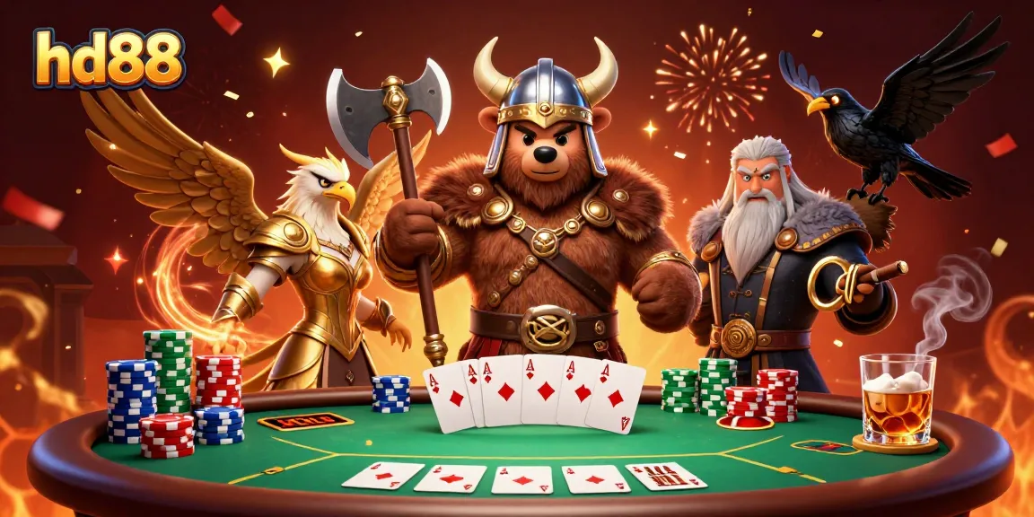 Engage with hd88's top-tier gaming, featuring Viking and Valkyrie action at a vibrant casino.