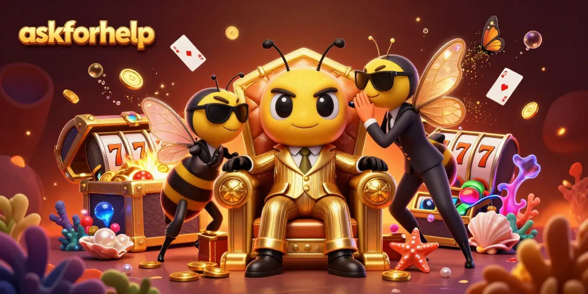 Experience the thrill of askforhelp in this vivid 3D illustration featuring a bumblebee mob boss in a casino setting.