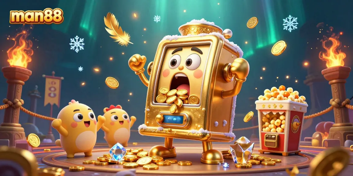 man88 casino jackpot scene with animated golden slot machines and vibrant effects
