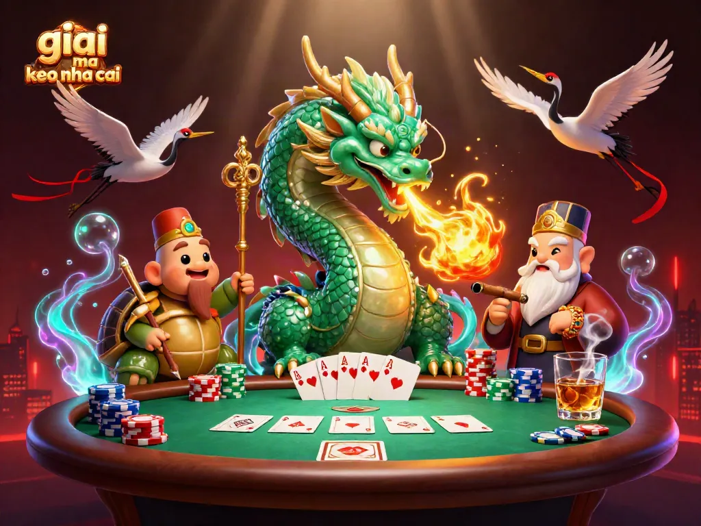 Engage with giai ma keo nha cai in a vibrant, detailed casino scene featuring mythical characters and dynamic game elements.