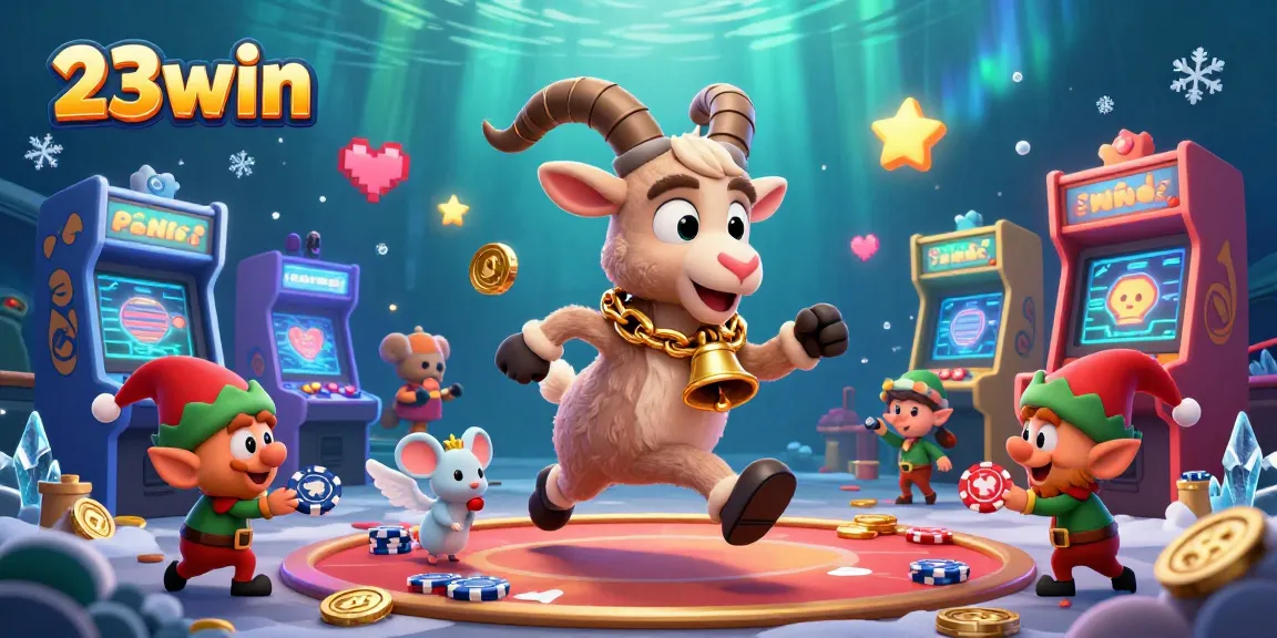 Experience the excitement at 23win’s festive casino with whimsical characters and dynamic game elements!