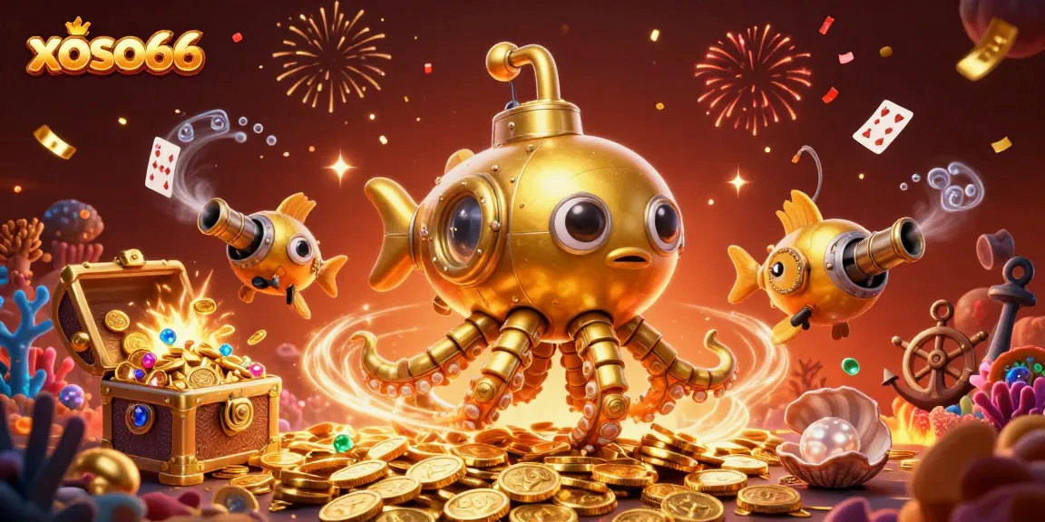Experience the excitement of xoso66 with a vibrant underwater scene bursting with gold and adventure.