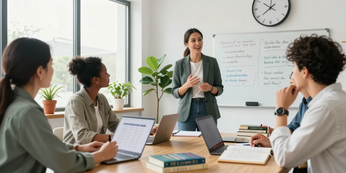 Persönlichkeitsentwicklung Tipps in einem inspirierenden Coaching-Workshop mit motivierten Teilnehmern und einer hellen Atmosphäre.