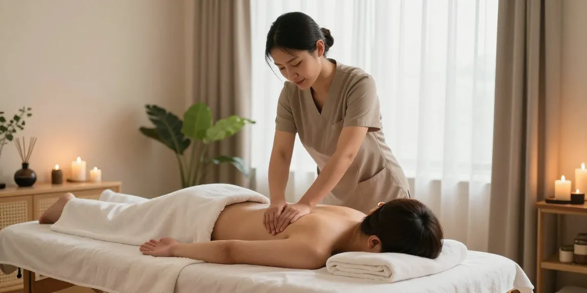 주안출장안마 performed by a professional therapist in a relaxing home setting, showcasing a soothing massage environment.