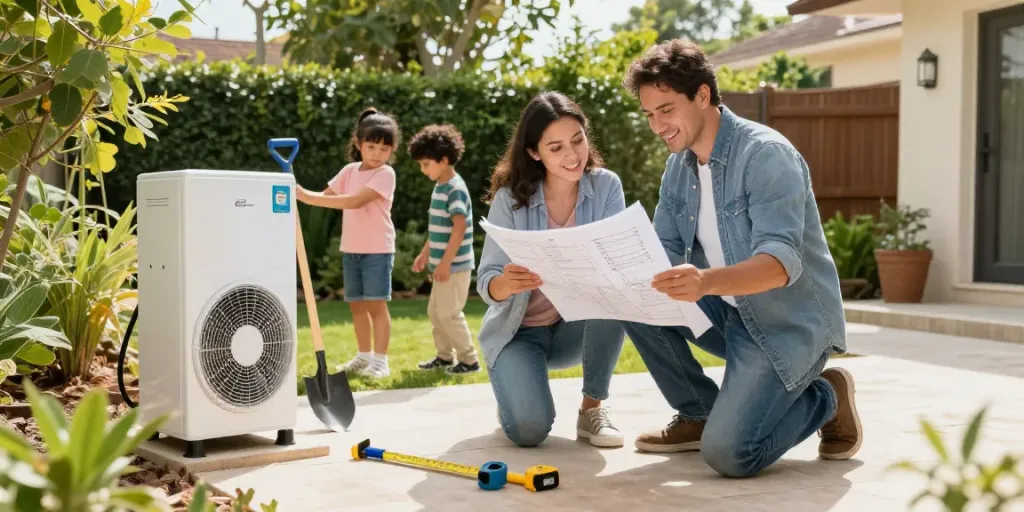 Planung der Geothermie Kosten bei der Installation eines Erdwärmesystems im Garten.