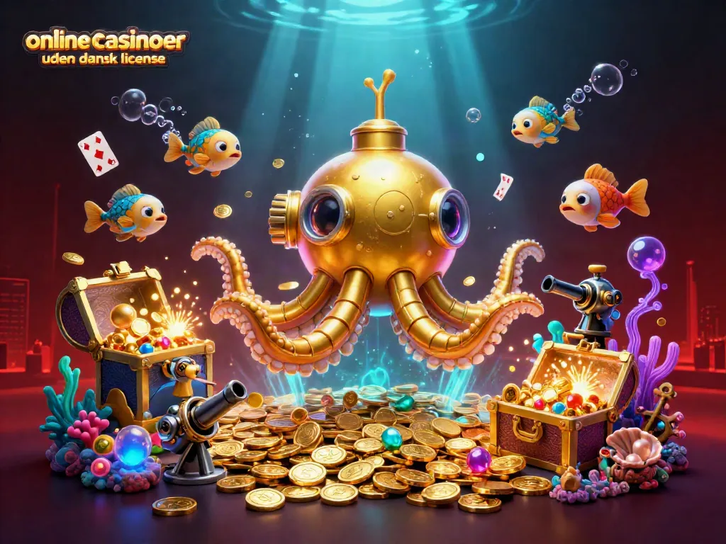 Engage with online casinoer uden dansk licens through a vibrant underwater treasure hunt scene.