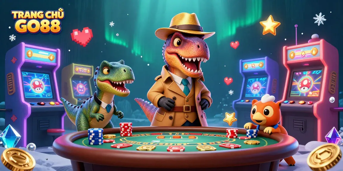 Experience the excitement of TRANG CHỦ GO88 with animated characters at a blackjack table and vibrant game elements.
