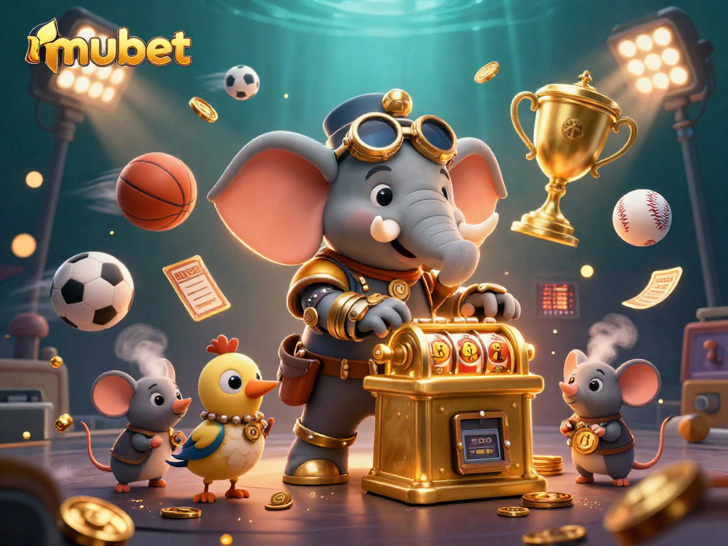 Generate excitement with mubet's dynamic gaming experience featuring themed characters and sports elements.