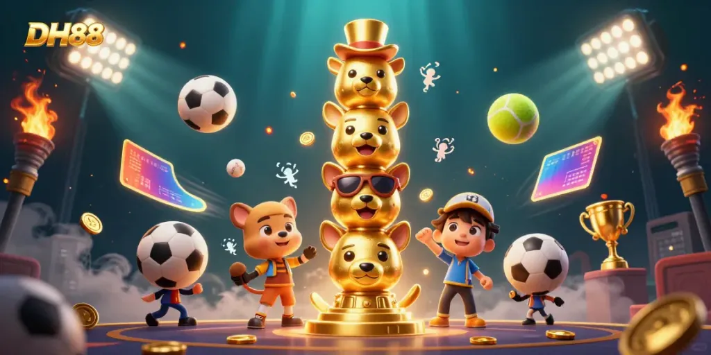 Experience thrilling moments at DH88 with this vibrant 3D illustration capturing unique casino dynamics.
