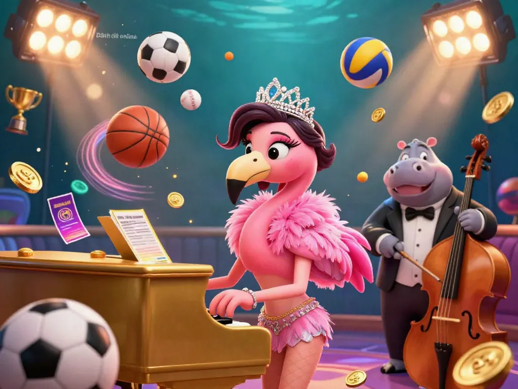Experience Đánh đề online with a vibrant 3D casino scene featuring a flamingo singer and hippo bassist.