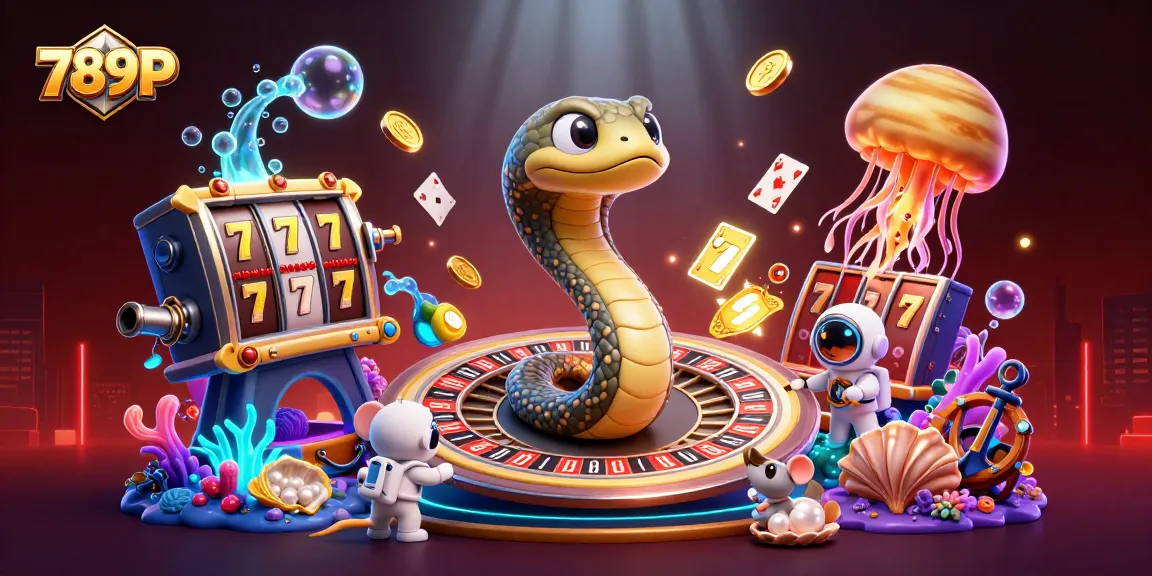 Engage in thrilling betting with 789P's cosmic casino featuring a roulette snake and astronaut mice.