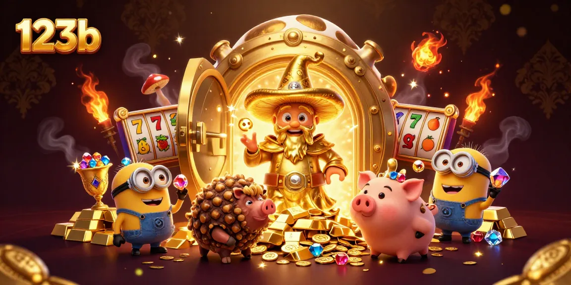 Experience the magic of 123b with a golden wizard and treasure-filled casino scene.