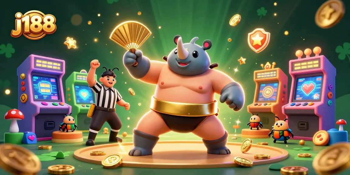 Experience the thrill of j188 with a dynamic 3D illustration of a sumo beetle champion.
