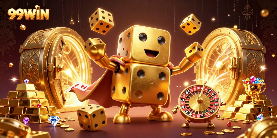 Experience thrilling wins at 99WIN with an immersive 3D casino illustration featuring exciting game elements.