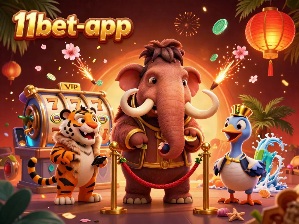 Experience thrilling gameplay at 11bet-app with spinning slot reels and vibrant casino elements.