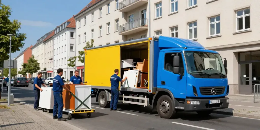 Sperrmüll Abholung Berlin von professionellem Team in urbanem Umfeld zur unkomplizierten Entsorgung.