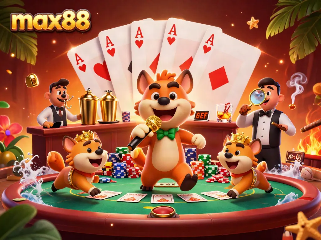 Experience the excitement of max88 with hyenas entertaining in a vibrant casino atmosphere.