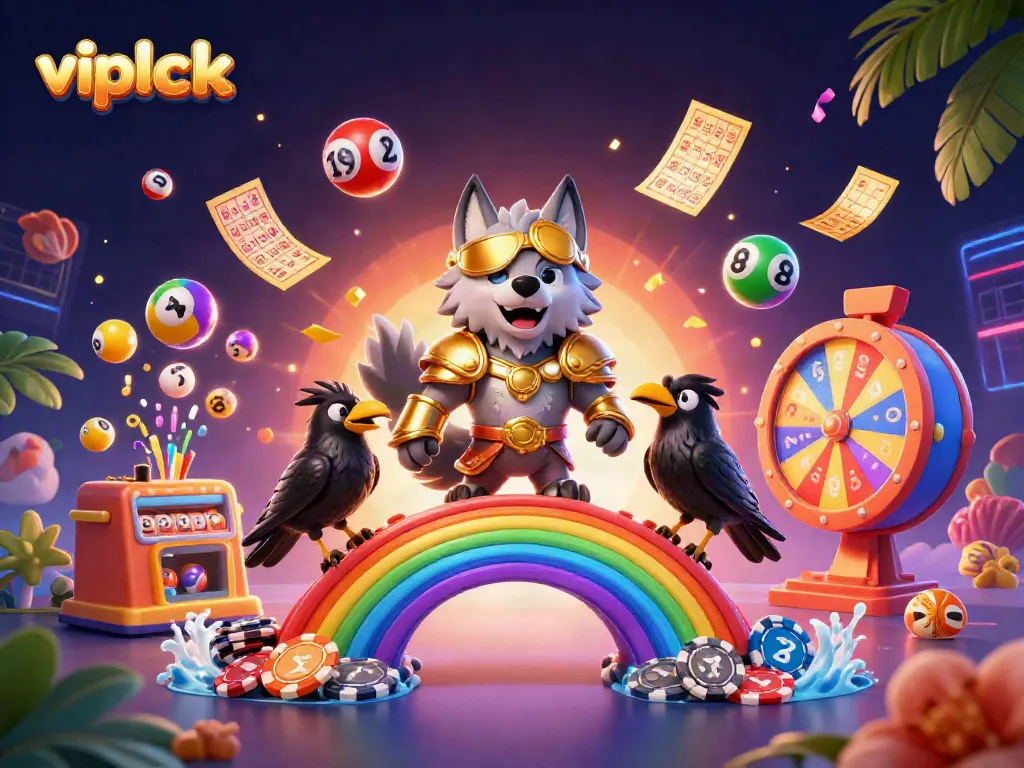 Experience thrilling gaming adventures with vipluck's vibrant casino-themed illustration.