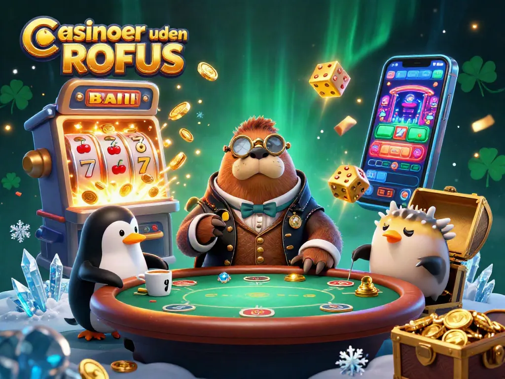 Experience thrilling games at casinoer uden ROFUS featuring playful characters around an underwater poker table.