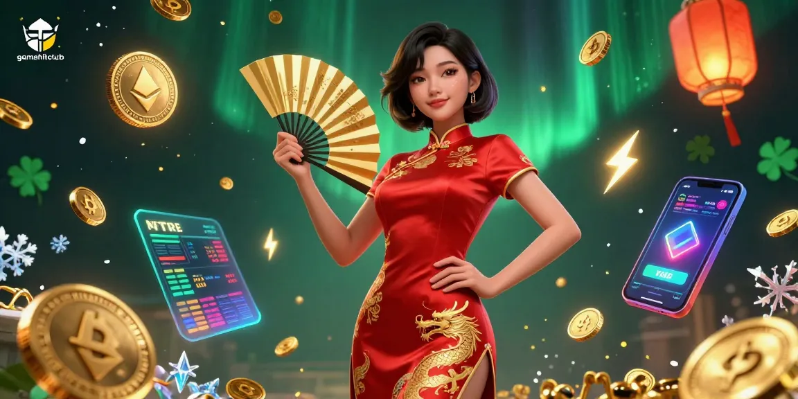Experience thrilling wins at gamehitclub with a stunning illustration showcasing dynamic gaming elements and a vibrant atmosphere.