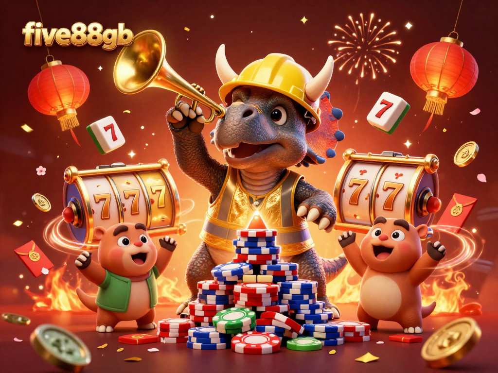 Celebrate and win with five88gb at the exciting online casino, featuring dynamic 3D casino elements.
