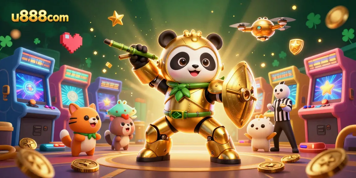 Experience excitement with u888com's immersive gaming world featuring a dynamic mech-suit panda.