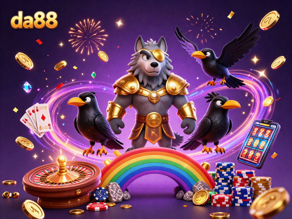 Experience winning strategies at da88 with immersive casino-themed illustration showcasing games and excitement.
